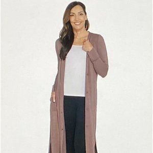 New Cuddl Duds Softwear Stretch Maxx Button Front Cardigan L Brown Peppercorn